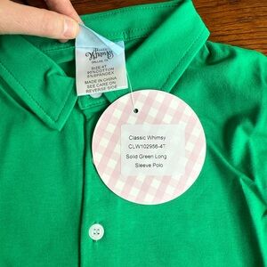 Classic Whimsy Solid Green Long Sleeve Polo